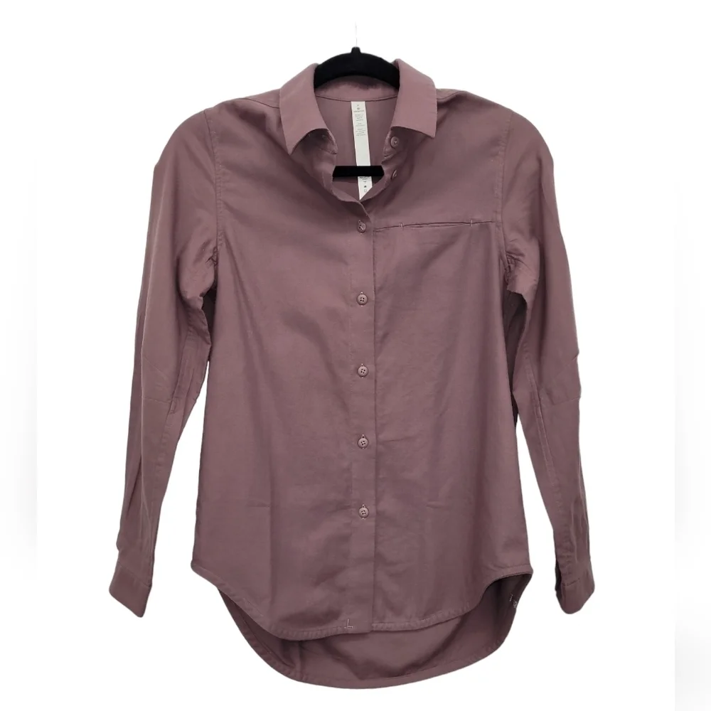 LULULEMON Full Day Ahead Button Down Shirt Women's Mauve Dusty Rose Long Sleeve
